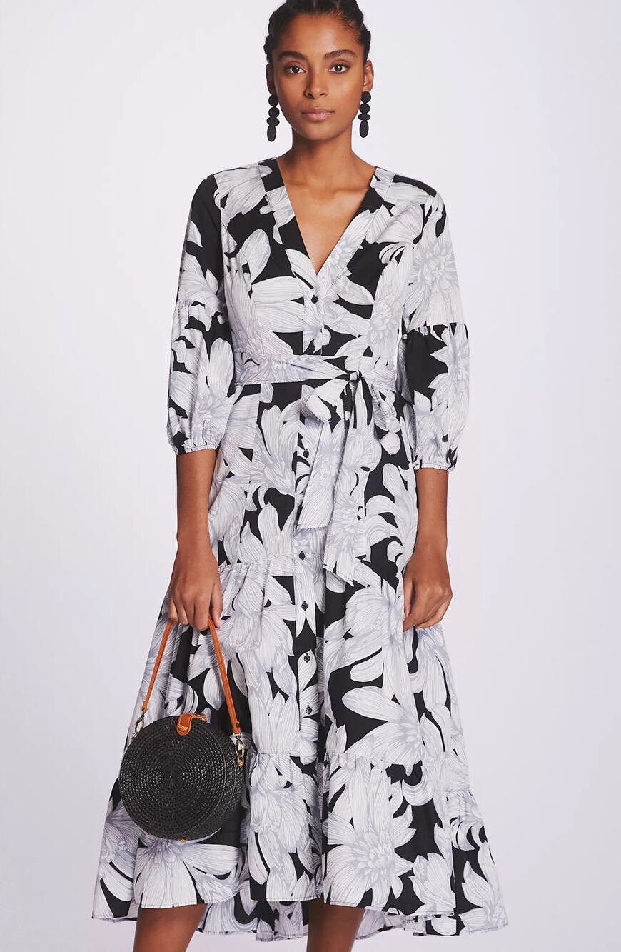 MAEVE Puff Sleeved Midi Dress Size 0